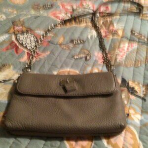 CALVIN KLEIN Small Grey Pebble Leather Cross-body Handbag with Chain Strap